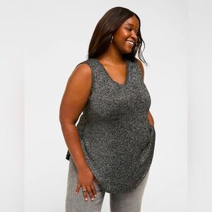 Lane Bryant - Black Grey Sparkle V-Neck Sleeveless Swing Tank Flowy - 14/16 - E9